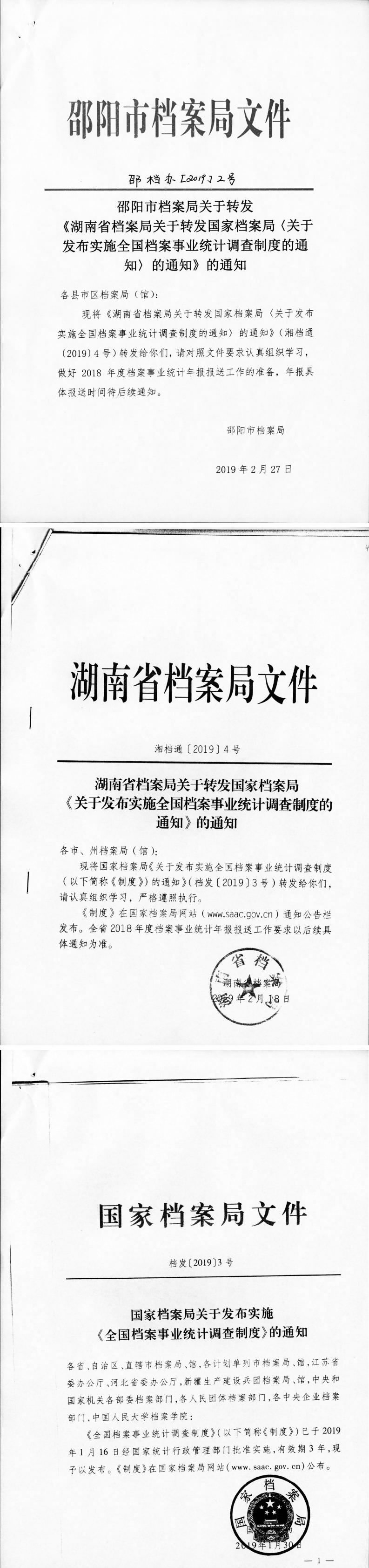 湖南省檔案局《關(guān)于轉(zhuǎn)發(fā)國(guó)家檔案局關(guān)于發(fā)布實(shí)話全國(guó)檔案事業(yè)統(tǒng)計(jì)調(diào)查制度的通知》的通知